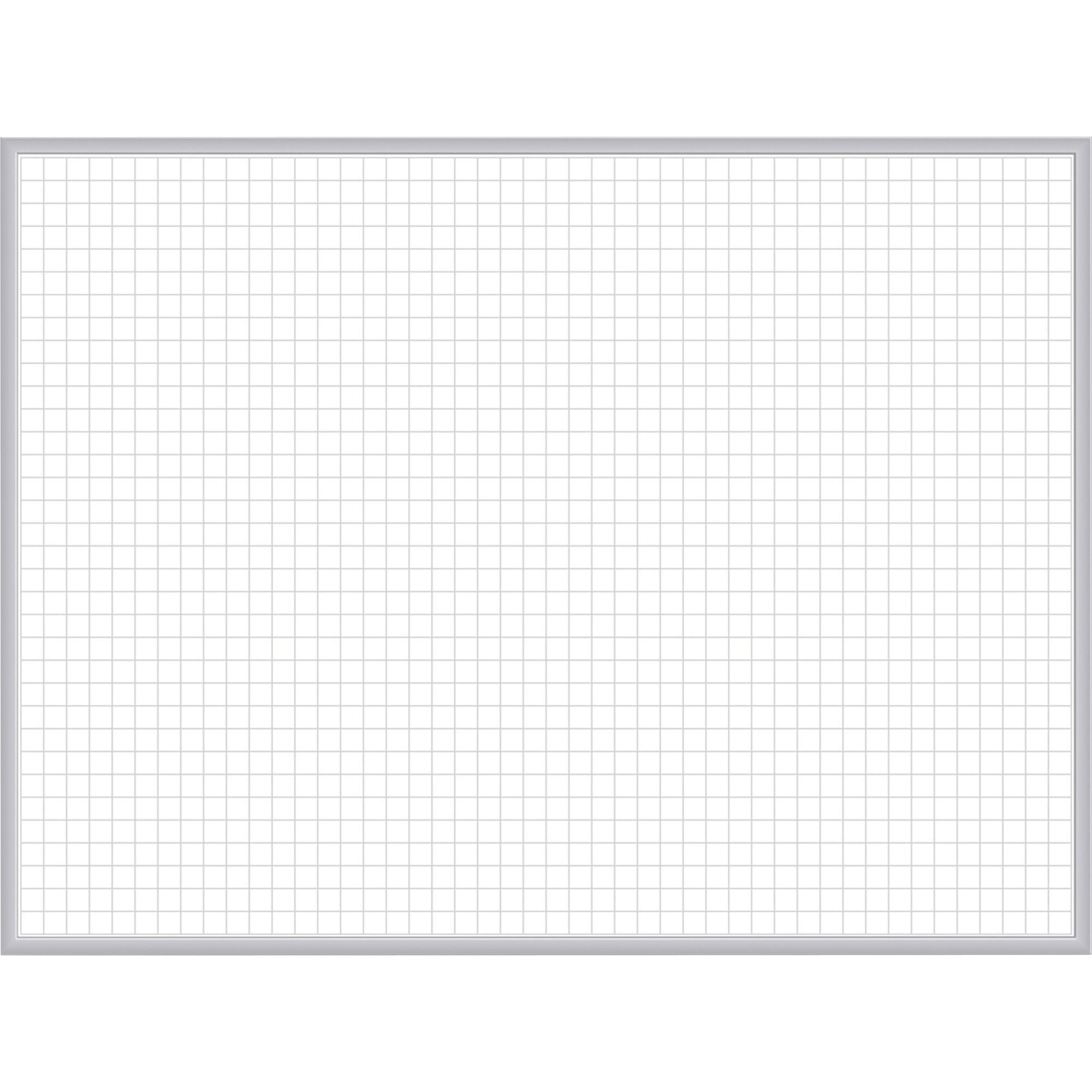 Ghent Grid Whiteboard, 48" x 36", White Steel Surface, Satin Aluminum Frame, Magnetic, Grid Pattern, Stain/Ghost/Fade Resistant, Accessory Tray, 1 Each