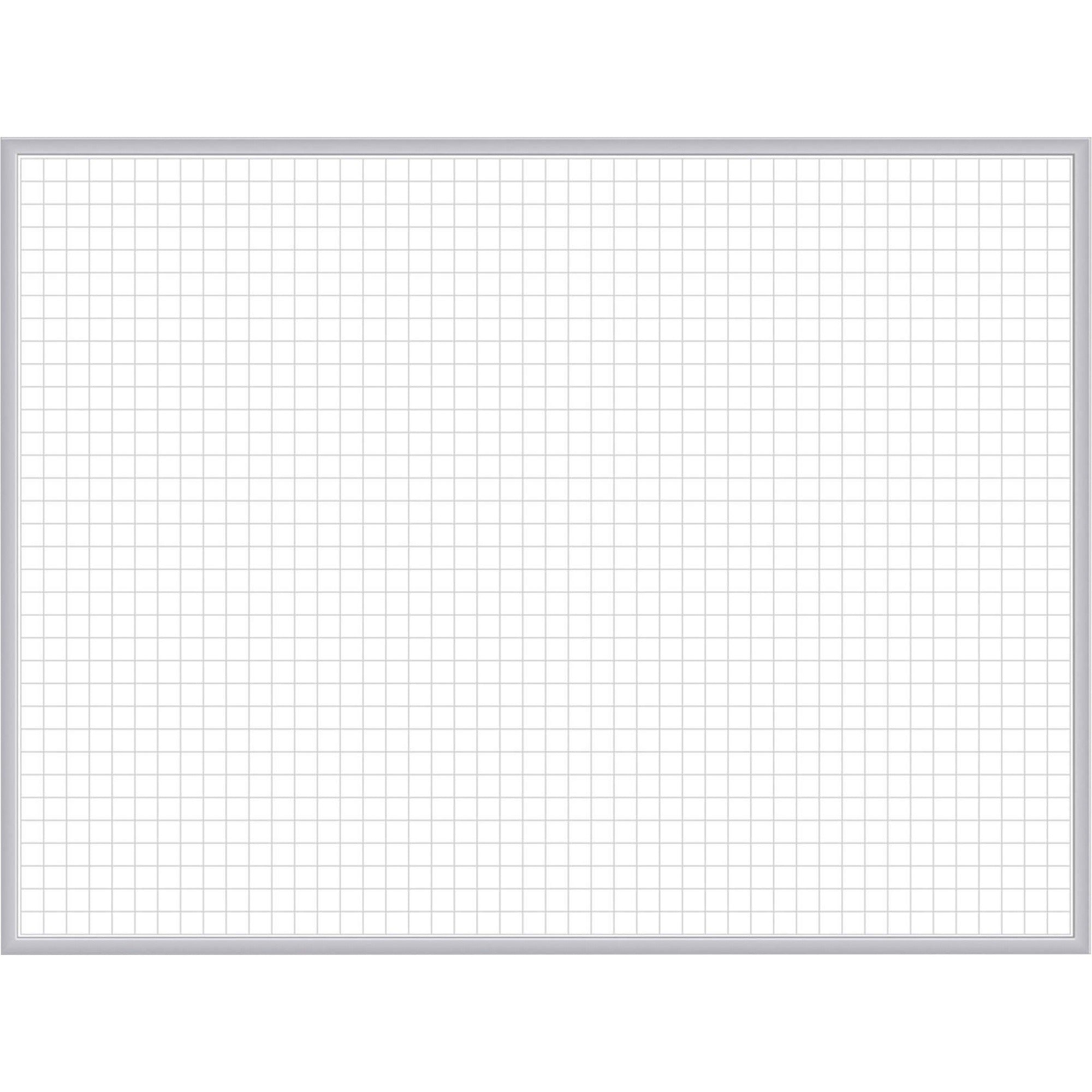 Ghent Grid Whiteboard, 72" x 48", White Steel Surface, Satin Aluminum Frame, Magnetic, Grid Pattern, Stain/Ghost/Fade Resistant, Accessory Tray, Includes Marker & Eraser, 1 Each