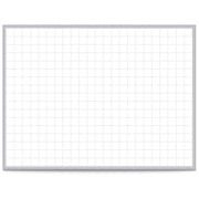 Ghent Grid Whiteboard, 96" x 48", White Steel Surface, Satin Aluminum Frame, Magnetic, Grid Pattern, Stain/Ghost/Fade Resistant, Accessory Tray, 1 Each