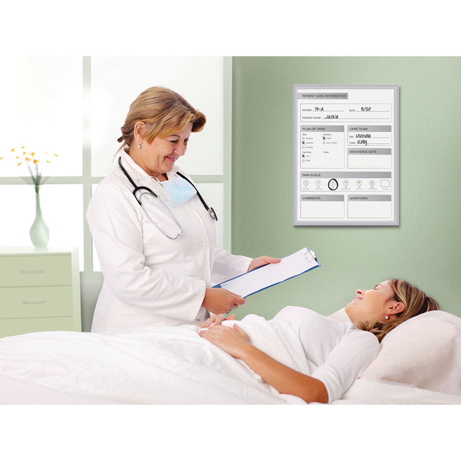 Ghent Healthcare Whiteboard - 24" (2 ft) Width x 18" (1.5 ft) Height - White Steel Surface - Satin Aluminum Frame - Rectangle - Vertical - Magnetic - Stain Resistant, Ghost Resistant, Fade Resistant, Accessory Tray - 1 Each - TAA Compliant