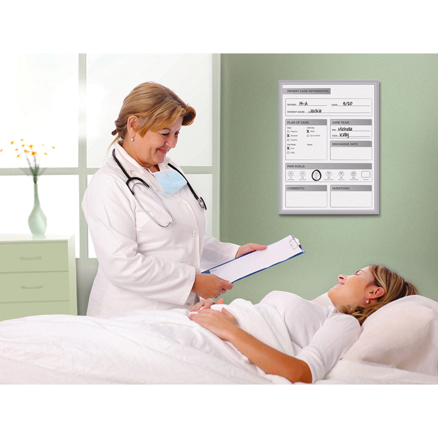 Ghent Healthcare Whiteboard - 36" (3 ft) Width x 24" (2 ft) Height - White Steel Surface - Satin Aluminum Frame - Rectangle - Vertical - Magnetic - Stain Resistant, Ghost Resistant, Fade Resistant, Accessory Tray - 1 Each - TAA Compliant