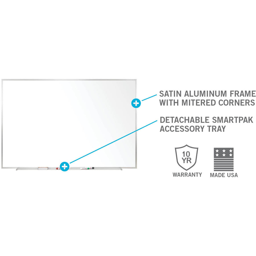 Ghent M2 Dry Erase Board - 60" (5 ft) Width x 36" (3 ft) Height - White Surface - Satin Aluminum Frame - Rectangle - Horizontal - Non-magnetic, Accessory Tray, Eco-friendly, Durable - 1 Each - TAA Compliant