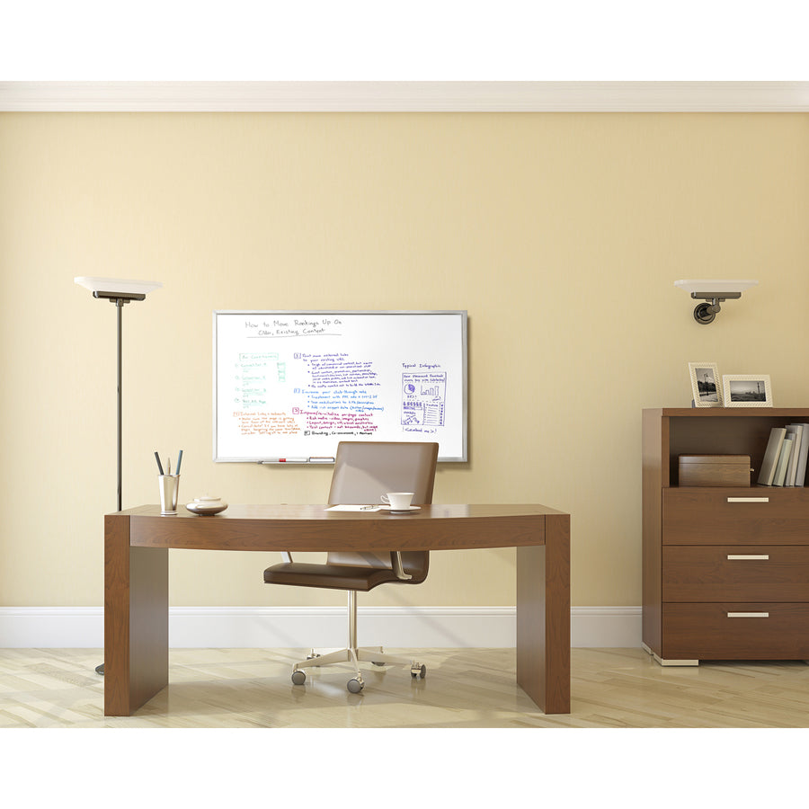 Ghent M2 Dry Erase Board - 60" (5 ft) Width x 36" (3 ft) Height - White Surface - Satin Aluminum Frame - Rectangle - Horizontal - Non-magnetic, Accessory Tray, Eco-friendly, Durable - 1 Each - TAA Compliant