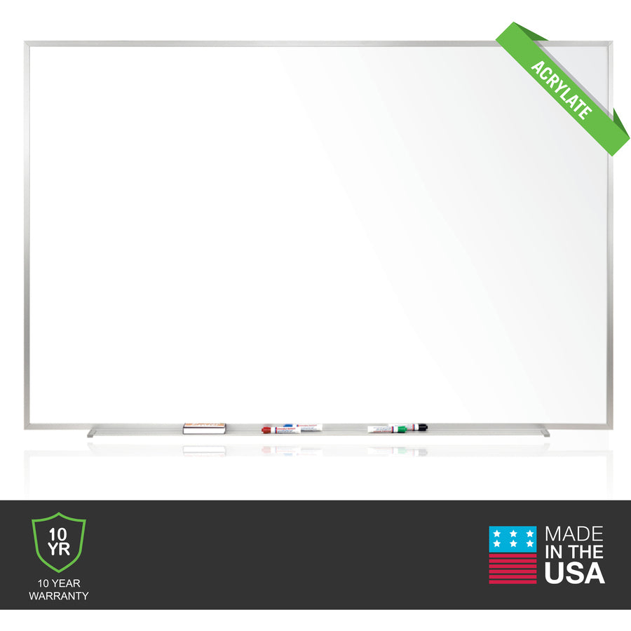 Ghent M2 Dry Erase Board - 60" (5 ft) Width x 36" (3 ft) Height - White Surface - Satin Aluminum Frame - Rectangle - Horizontal - Non-magnetic, Accessory Tray, Eco-friendly, Durable - 1 Each - TAA Compliant