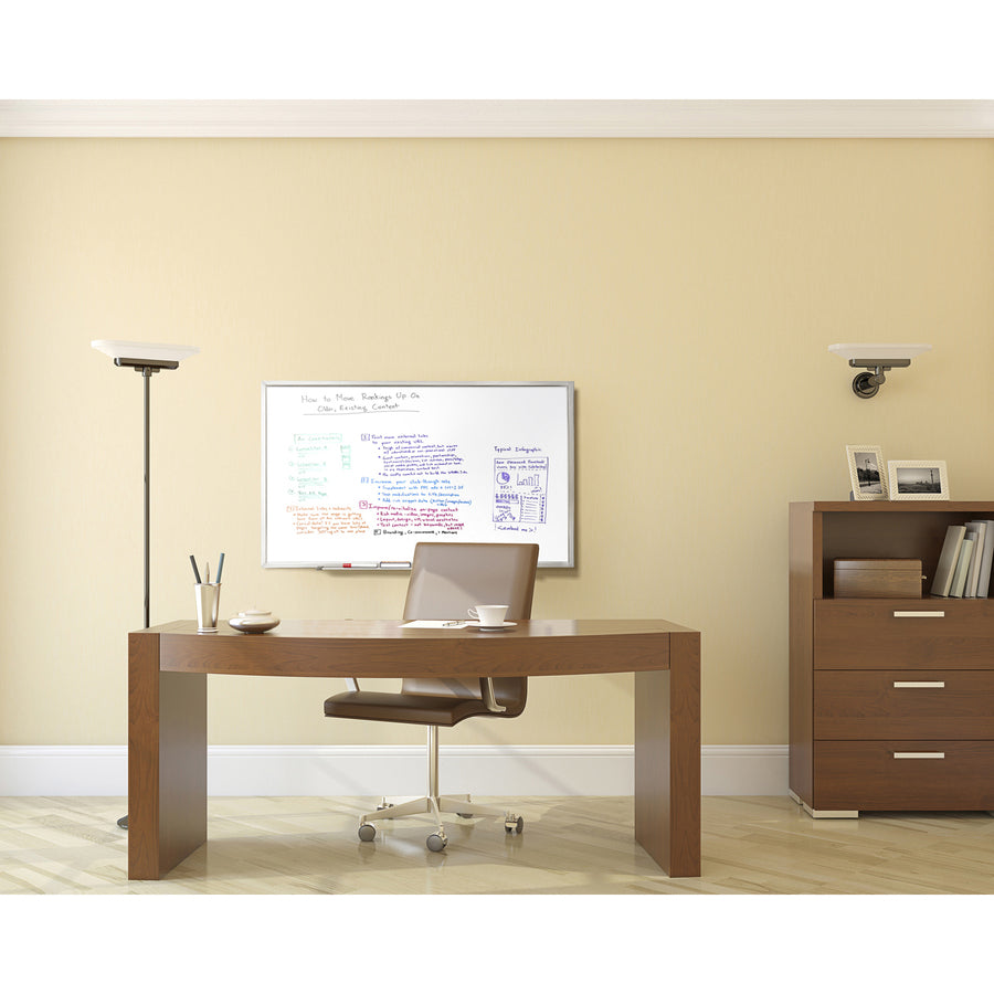 Ghent M2 Dry Erase Board - 60" (5 ft) Width x 48" (4 ft) Height - White Surface - Satin Aluminum Frame - Rectangle - Horizontal - Non-magnetic, Accessory Tray, Eco-friendly, Durable - 1 Each - TAA Compliant