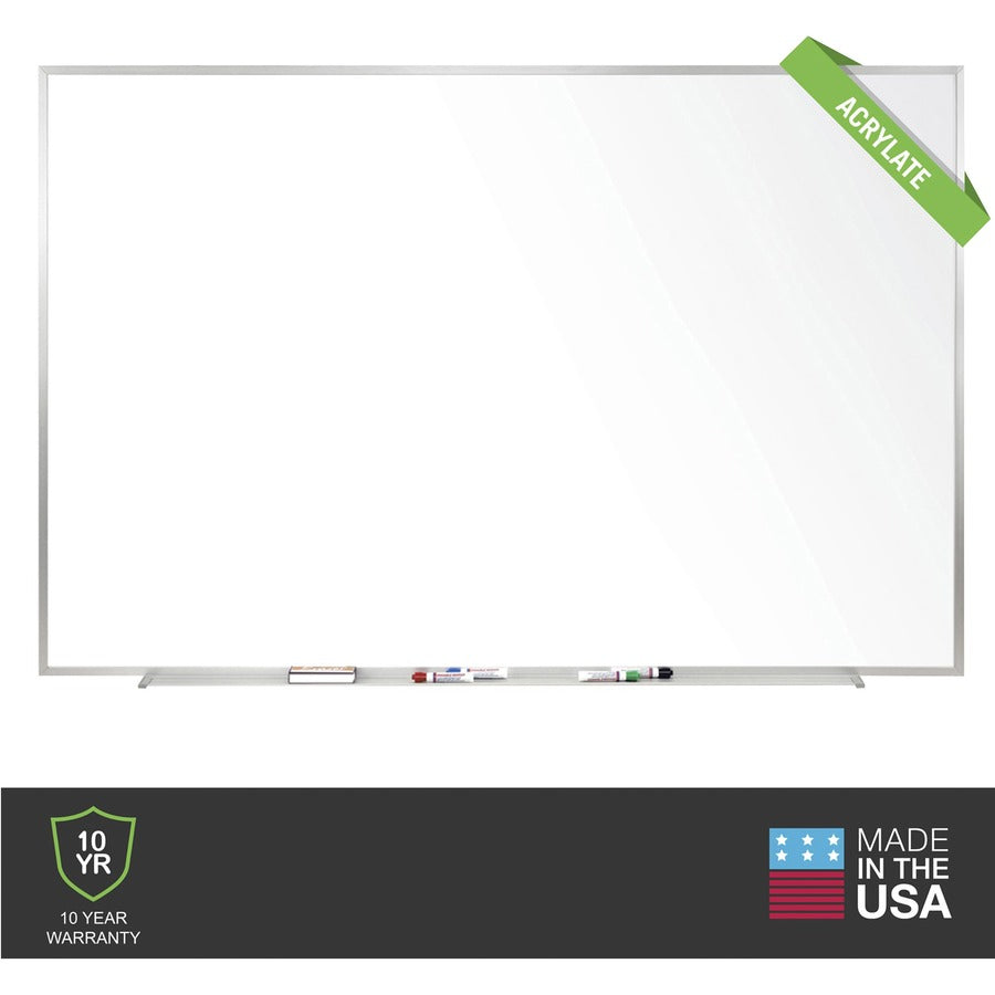Ghent M2 Dry Erase Board - 60" (5 ft) Width x 48" (4 ft) Height - White Surface - Satin Aluminum Frame - Rectangle - Horizontal - Non-magnetic, Accessory Tray, Eco-friendly, Durable - 1 Each - TAA Compliant