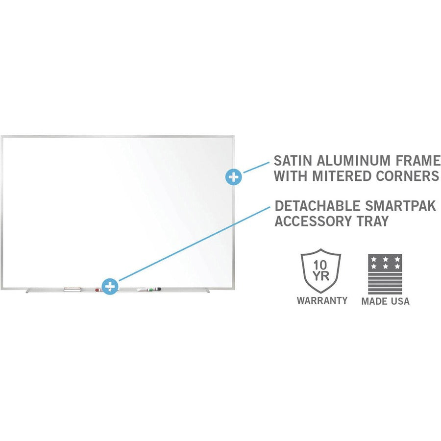 Ghent M2 Dry Erase Board - 60" (5 ft) Width x 48" (4 ft) Height - White Surface - Satin Aluminum Frame - Rectangle - Horizontal - Non-magnetic, Accessory Tray, Eco-friendly, Durable - 1 Each - TAA Compliant