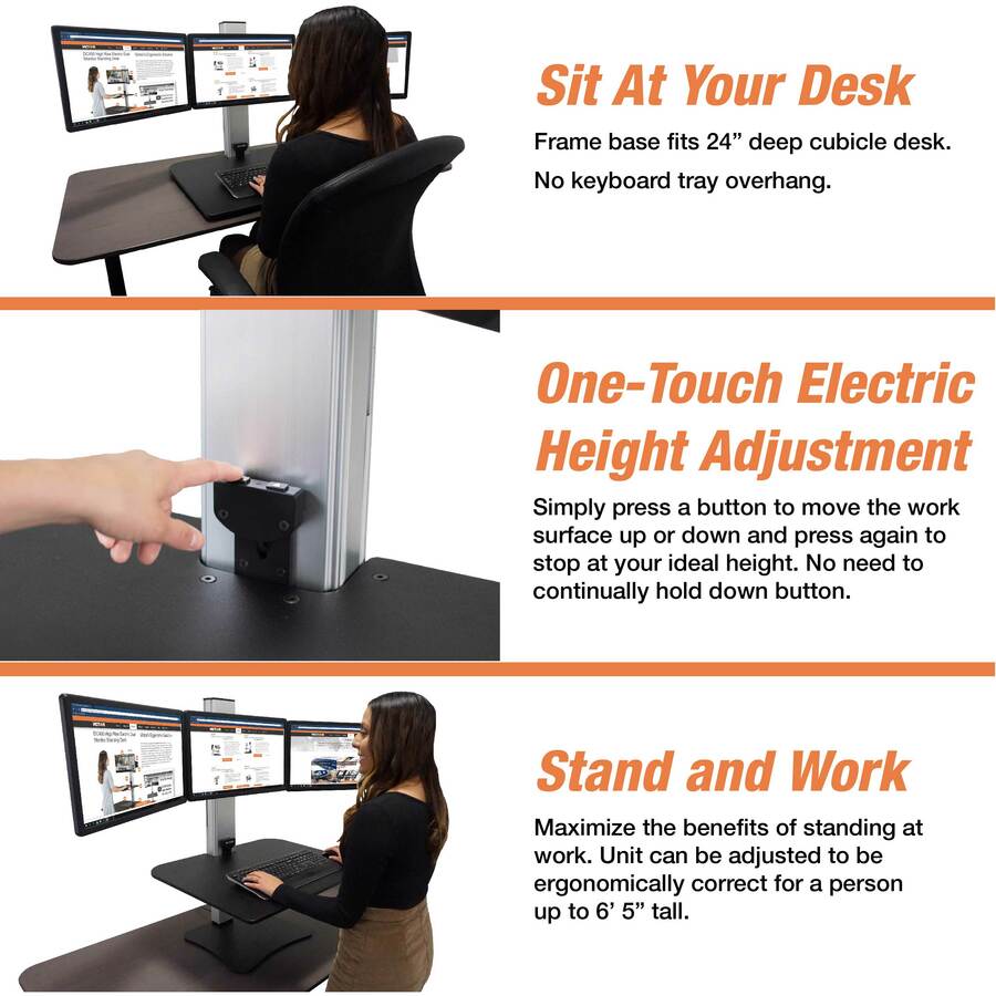 23" to 34" Screen Support - 37.50 lb Load Capacity - 20" Height x 28" Width x 23" Depth - Desktop, Tabletop - High Pressure Laminate (HPL) - Wood, Steel, Aluminum - Black, Aluminum