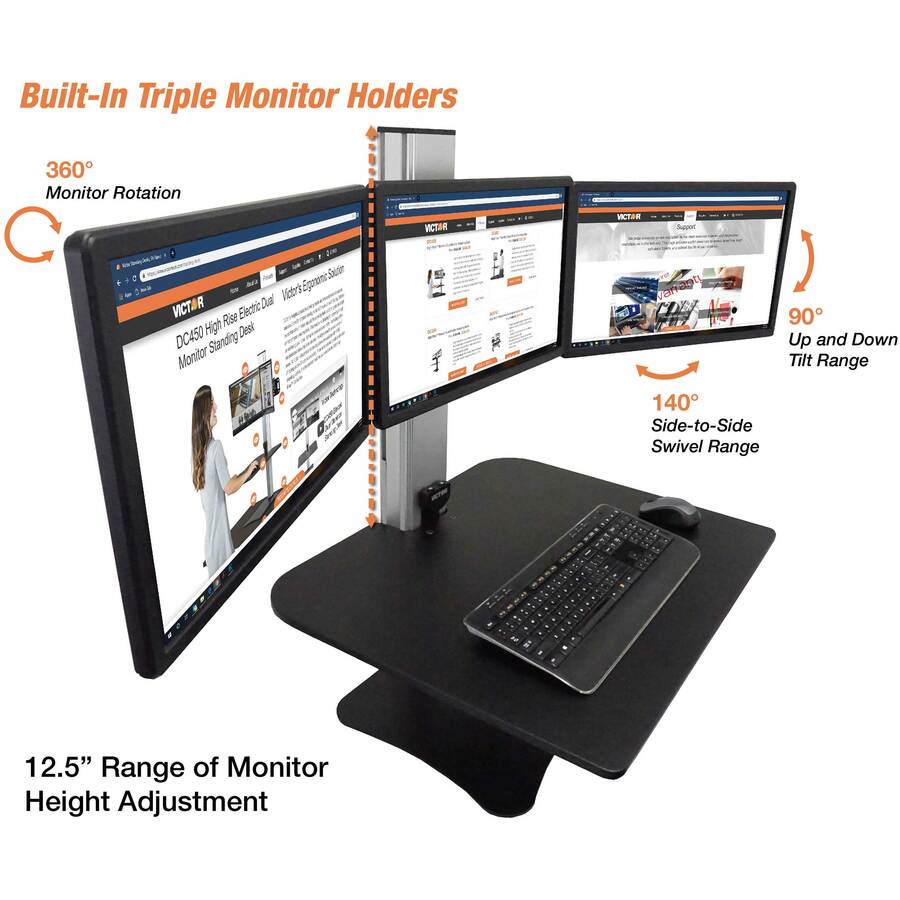 23" to 34" Screen Support - 37.50 lb Load Capacity - 20" Height x 28" Width x 23" Depth - Desktop, Tabletop - High Pressure Laminate (HPL) - Wood, Steel, Aluminum - Black, Aluminum