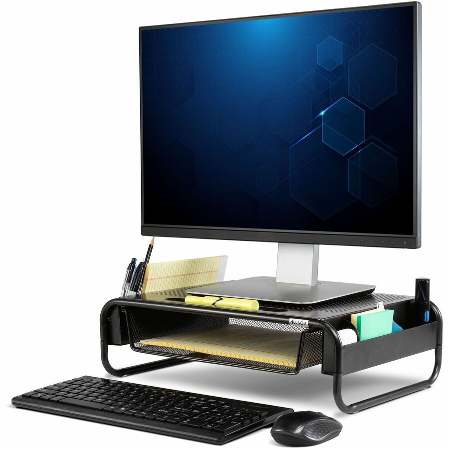 5.10" Height x 18" Width x 11.80" Depth - Desktop - Powder Coated - Steel - Black