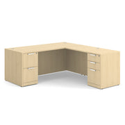 OfficeSource Laminate Double Full Pedestal ''L'' Desk - 71'' x 30'' - Maple