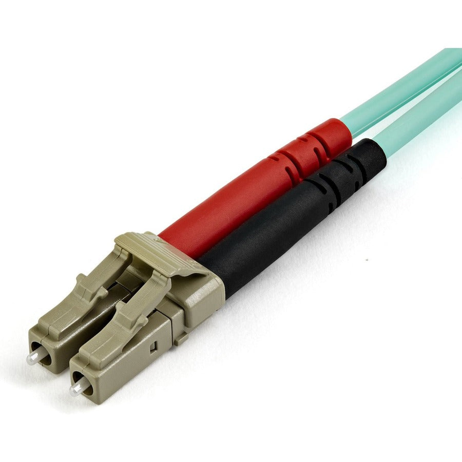StarTech.com Fiber Optic Duplex Patch Network Cable, LC to LC, 32.81 ft, OM4, 50/125 µm, LSZH Jacket, Aqua, 100 Gbit/s, 1 Each