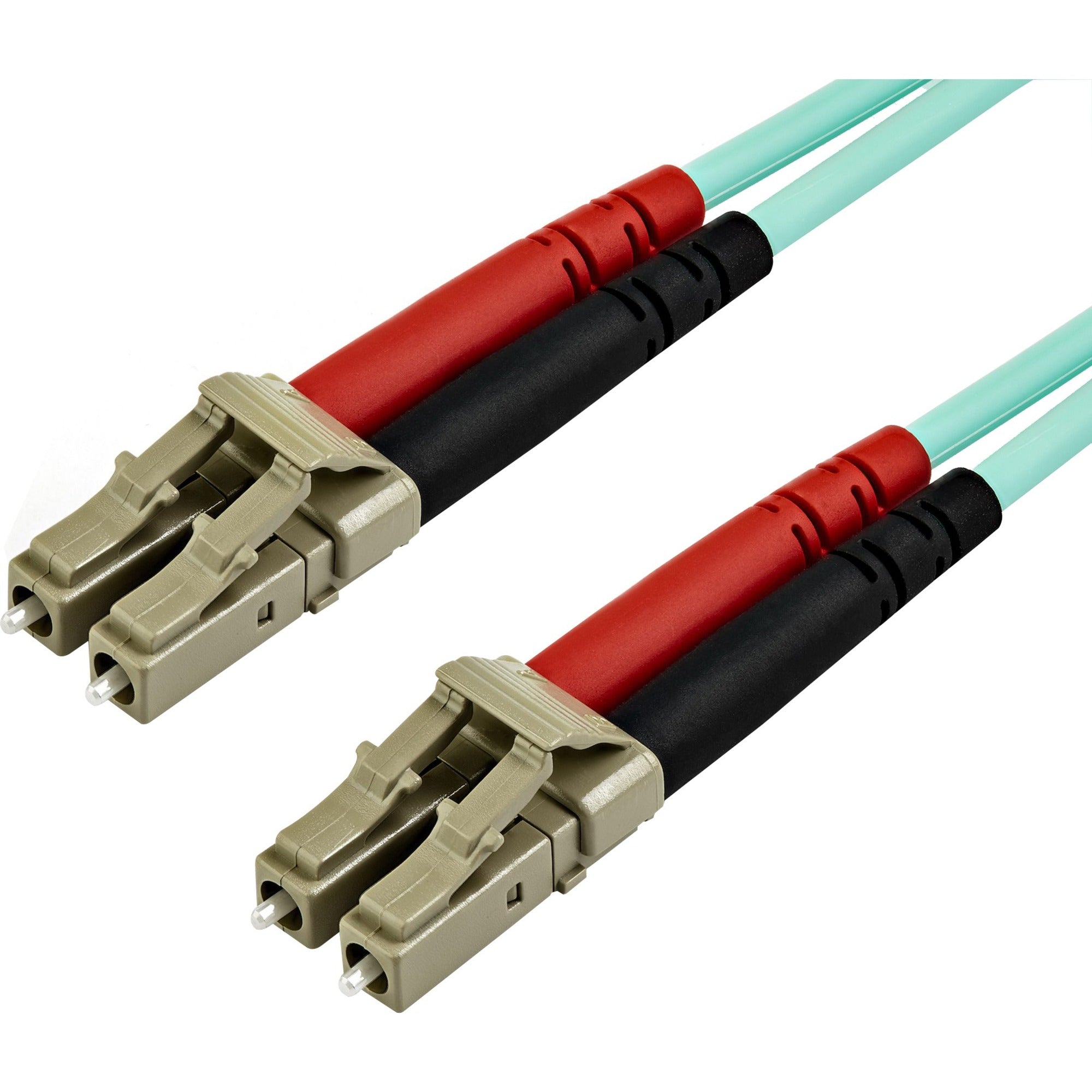 StarTech.com Fiber Optic Duplex Patch Network Cable - 49.21 ft Fiber Optic Network Cable for Network Device - First End: 2 x LC Network - Male - Second End: 2 x LC Network - Male - 10 Gbit/s - Patch Cable - 50/125 &micro;m - Aqua - 1 Each
