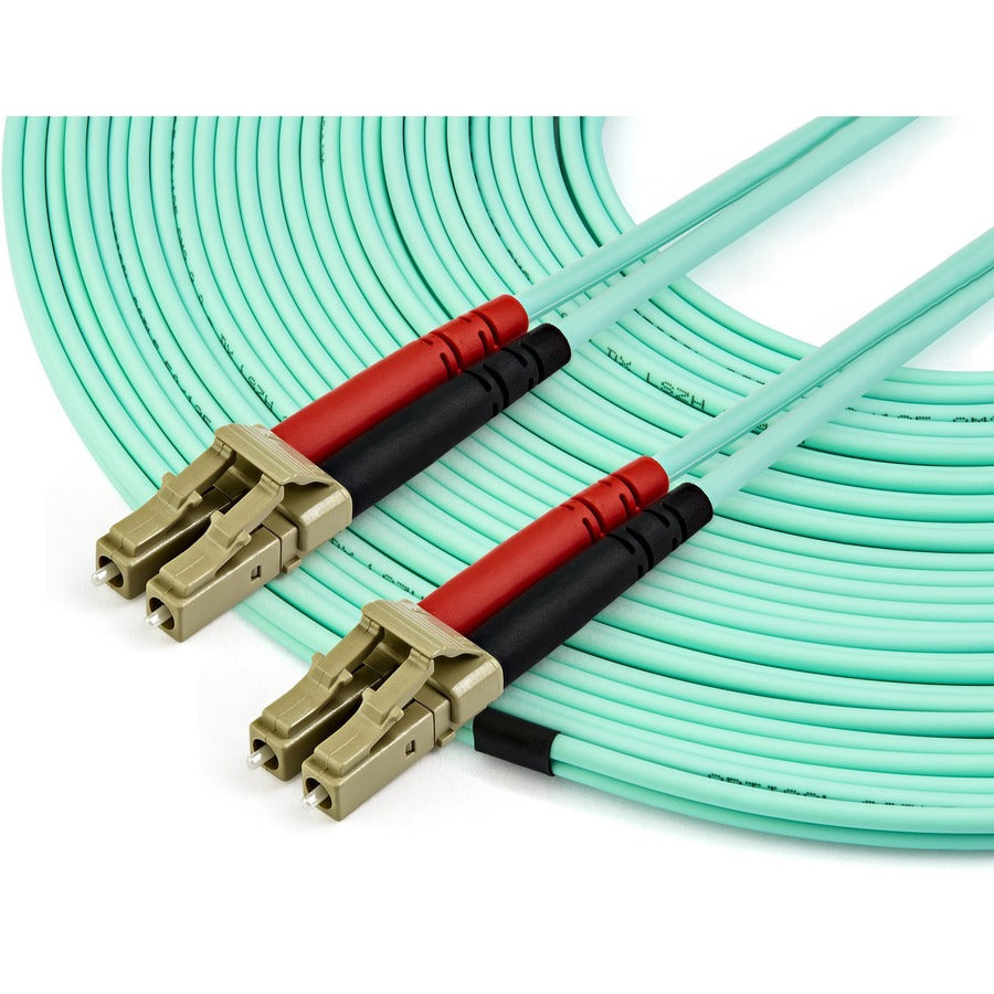 StarTech.com Fiber Optic Duplex Patch Network Cable - 49.21 ft Fiber Optic Network Cable for Network Device - First End: 2 x LC Network - Male - Second End: 2 x LC Network - Male - 10 Gbit/s - Patch Cable - 50/125 &micro;m - Aqua - 1 Each