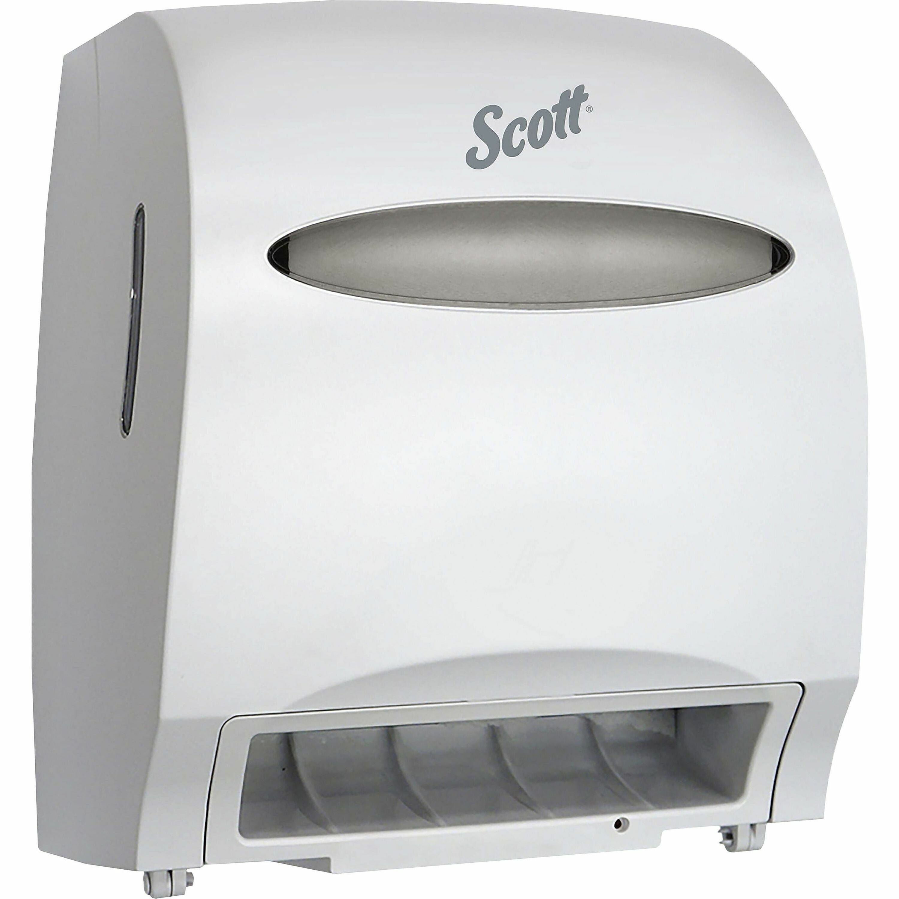 Scott Essential Automatic Hard Roll Towel Dispenser - Touchless Dispenser - 15.8" Height x 12.7" Width x 9.6" Depth - White - Durable, Key Lock, Jam Resistant - 1 Carton
