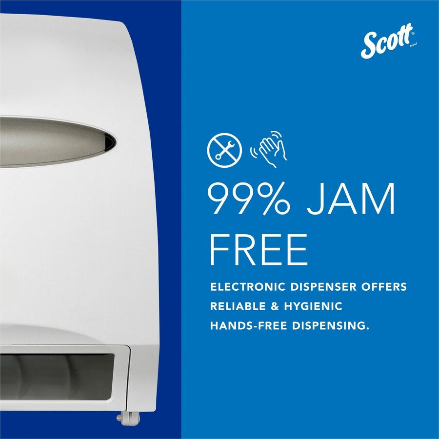Scott Essential Automatic Hard Roll Towel Dispenser - Touchless Dispenser - 15.8" Height x 12.7" Width x 9.6" Depth - White - Durable, Key Lock, Jam Resistant - 1 Carton