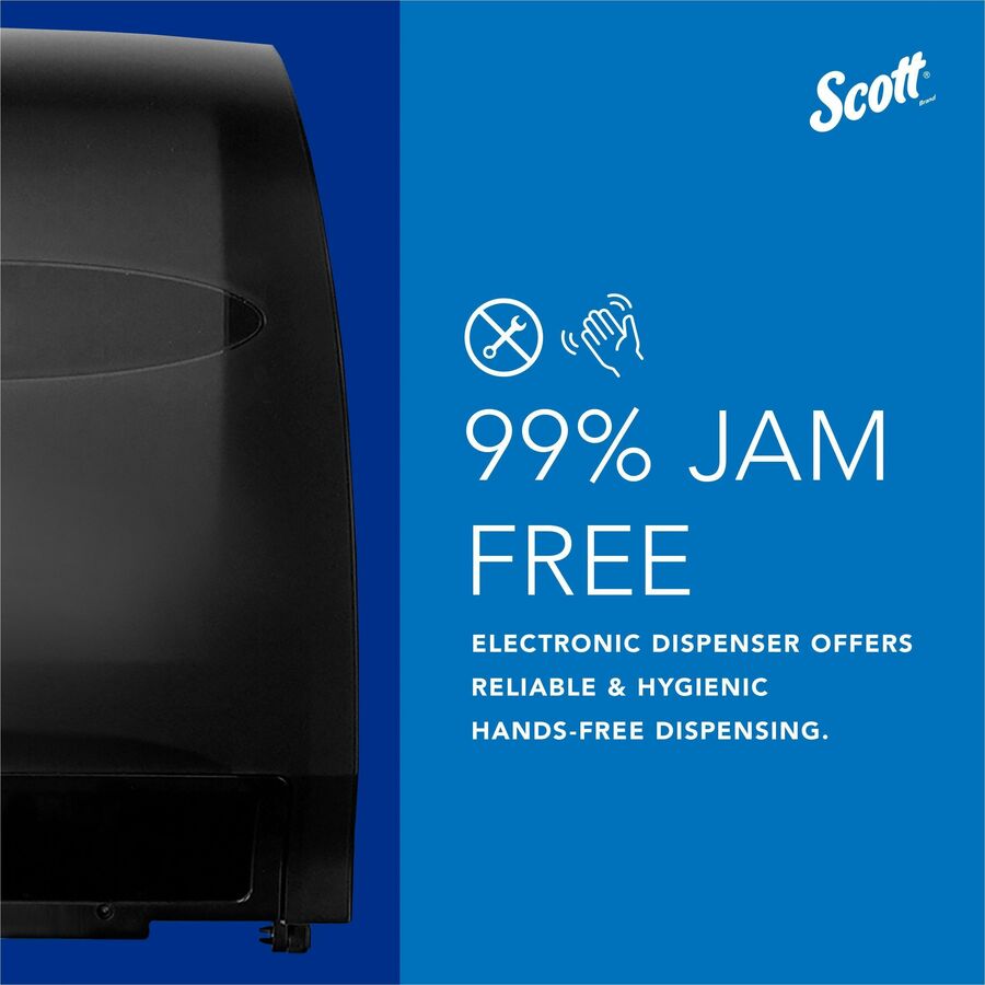 Scott Essential Automatic Hard Roll Towel Dispenser - Touchless Dispenser - 15.8" Height x 12.7" Width x 9.6" Depth - Black - Durable, Key Lock, Jam Resistant, Emergency Feed Knob, Spring Lock - 1 Carton