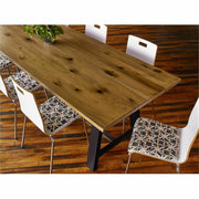 KFI 30" Round Vintage Wood Bistro Table, Natural Finish, 30" Height, Silver Frame, 1 Each