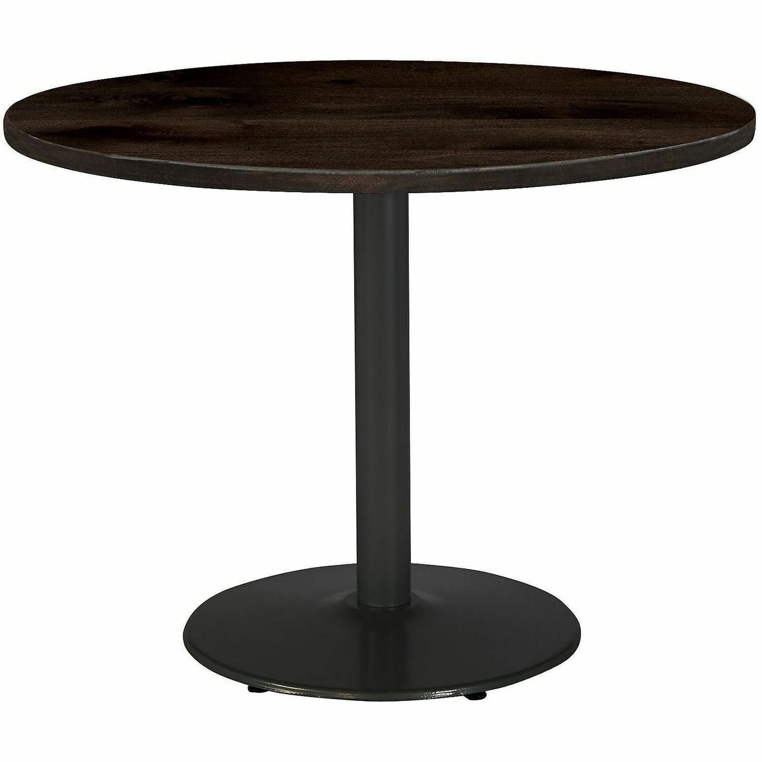 KFI 42" Round Vintage Wood Top Table - Round Top - 42" Height - Assembly Required - Espresso - Vintage Wood - 1 Each