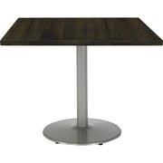 KFI 30" Round Vintage Wood Bistro Table, Espresso Finish, 30" Height, Silver Frame, 1 Each