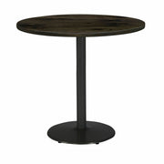 KFI 36" Round Vintage Wood Bistro Table, Barnwood Finish, 36" Height, Black Frame, 1 Each