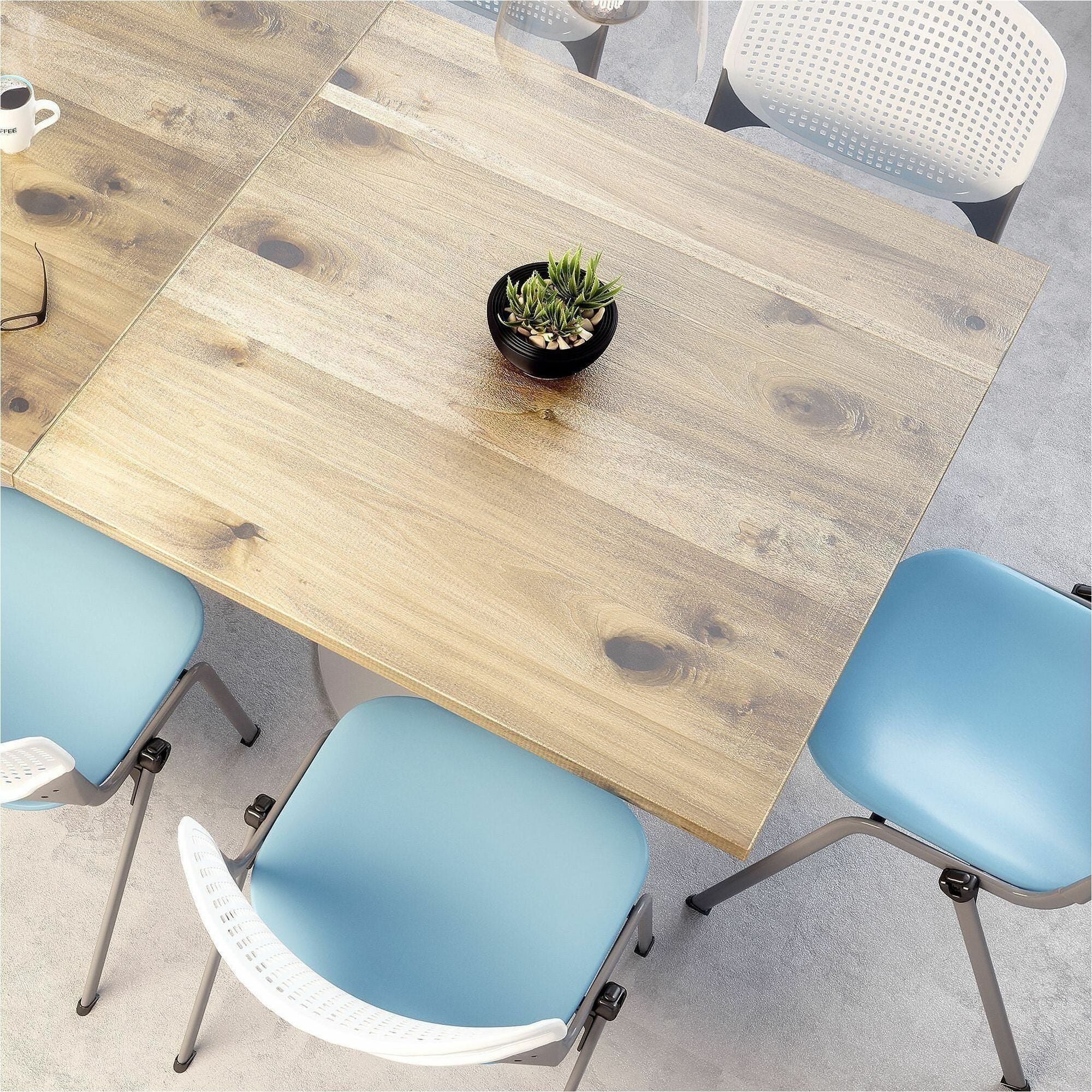 KFI 30" Square Vintage Wood Bistro Table, Barnwood Finish, 30" Height, Black Frame, 1 Each