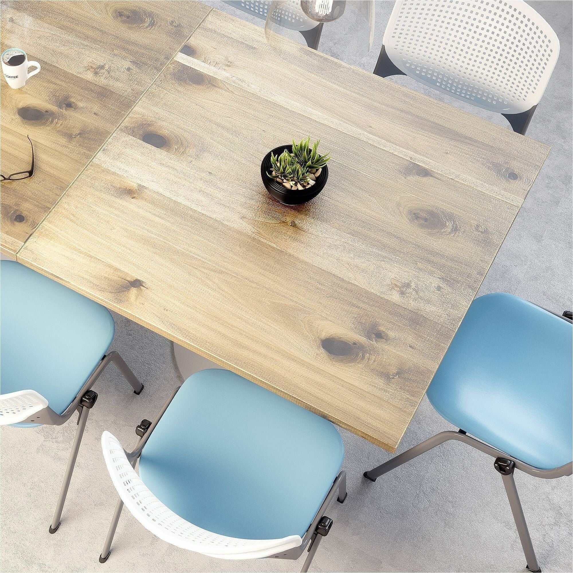 KFI 36" Square Vintage Wood Bistro Table, Barnwood Finish, 36" Height, Black Frame, 1 Each