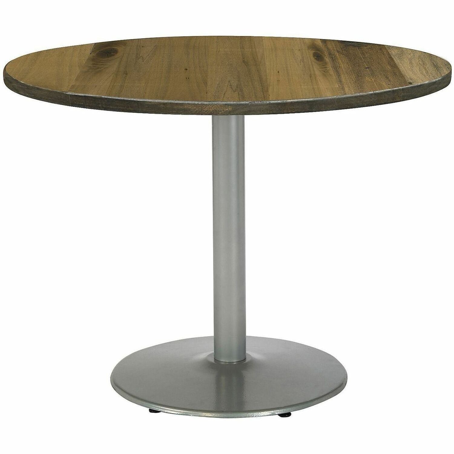 KFI 42" Round Vintage Wood Top Table - Natural Round Top x 42" Table Top Diameter - Assembly Required - Vintage Wood Top Material - 1 Each