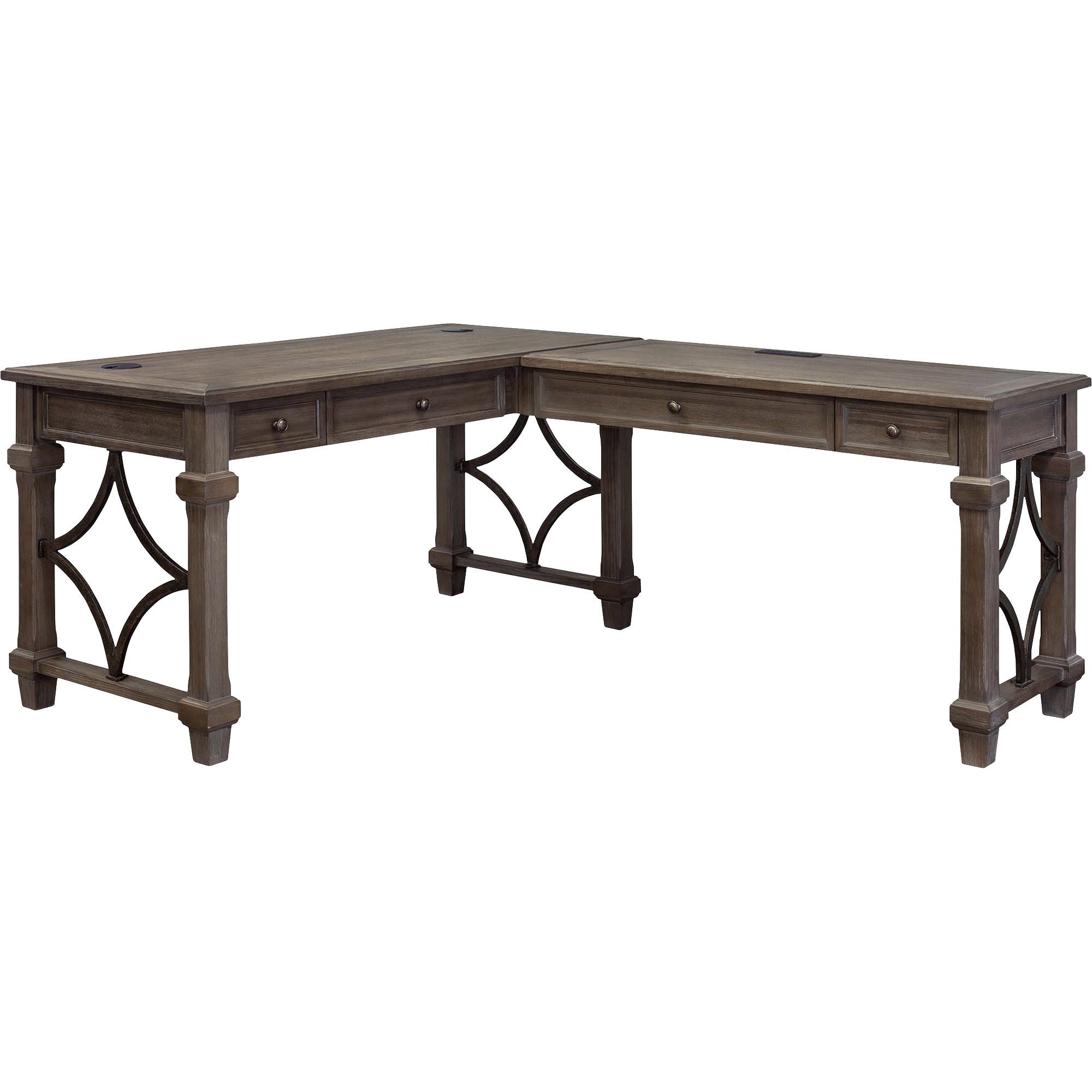 Martin Carson Open L Desk with Open Right Return, Power with AC and USB