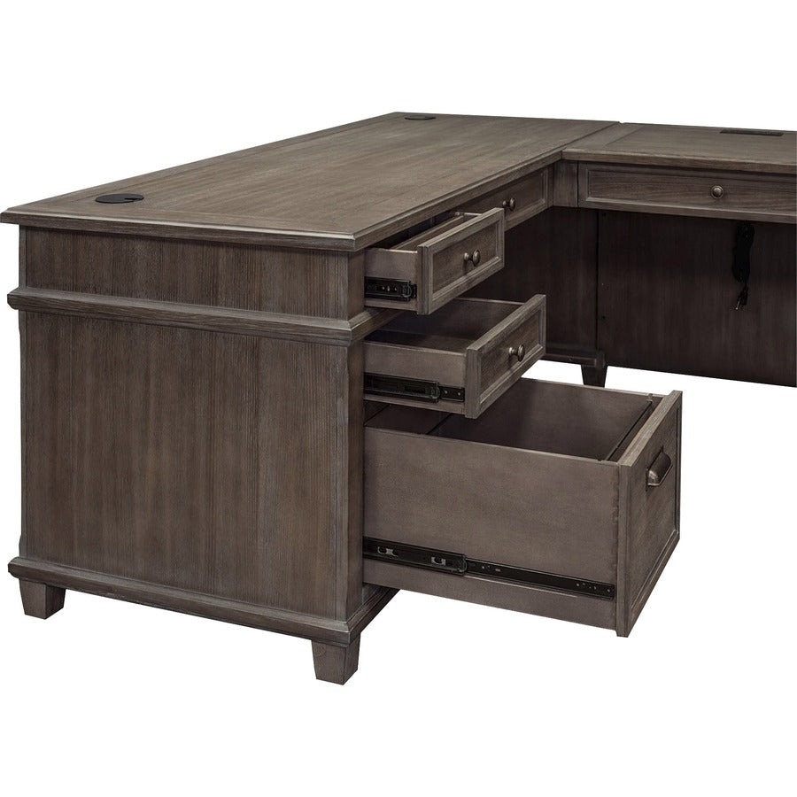 Martin Carson L Desk with Right Return, Pencil, Utility and File Drawers