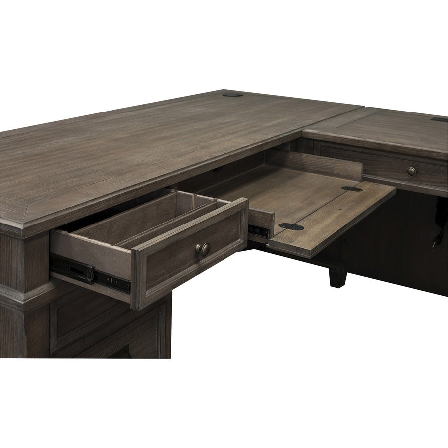 Martin Carson L Desk with Right Return, Pencil, Utility and File Drawers