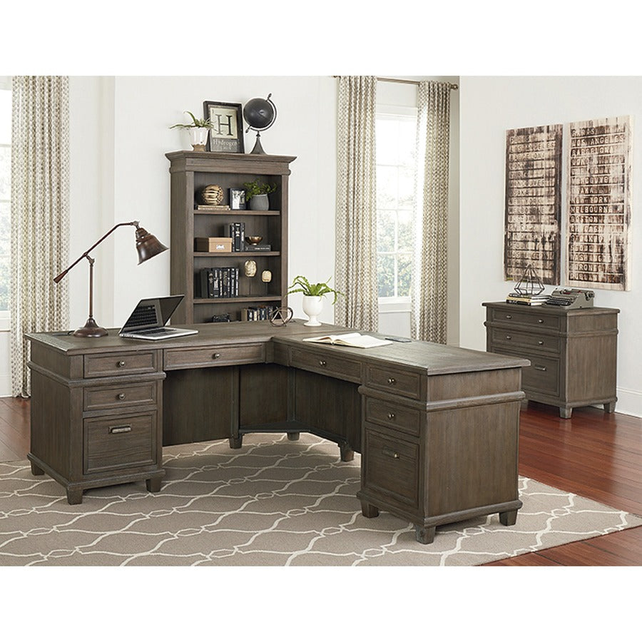 Martin Carson L Desk with Right Return, Pencil, Utility and File Drawers