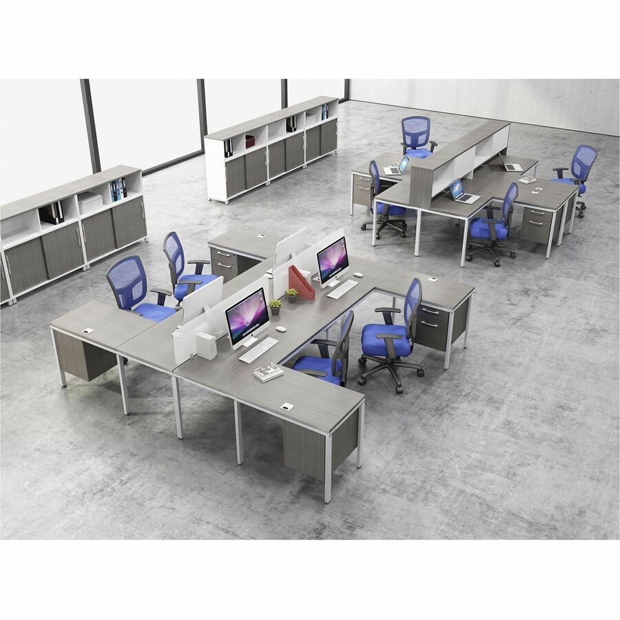 Boss Desk with 2 Round Grommets and 3/4 Pedestal - 29.5" Height x 60" Width x 30" Depth - Finish: Driftwood - 1 Each