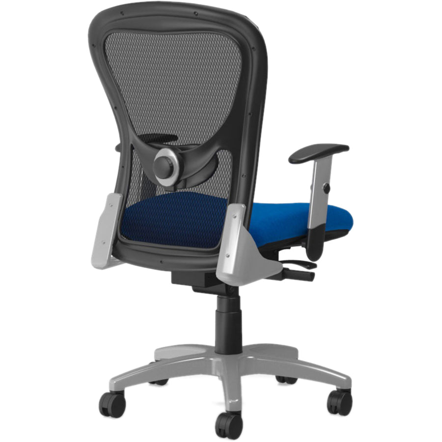 9 to 5 Seating Strata 1560 Task Chair, Mesh Mid Back, 5-Star Base, Adjustable Silver Arms, Blue, 1 Each