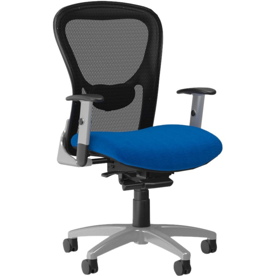 9 to 5 Seating Strata 1560 Task Chair, Mesh Mid Back, 5-Star Base, Adjustable Silver Arms, Blue, 1 Each