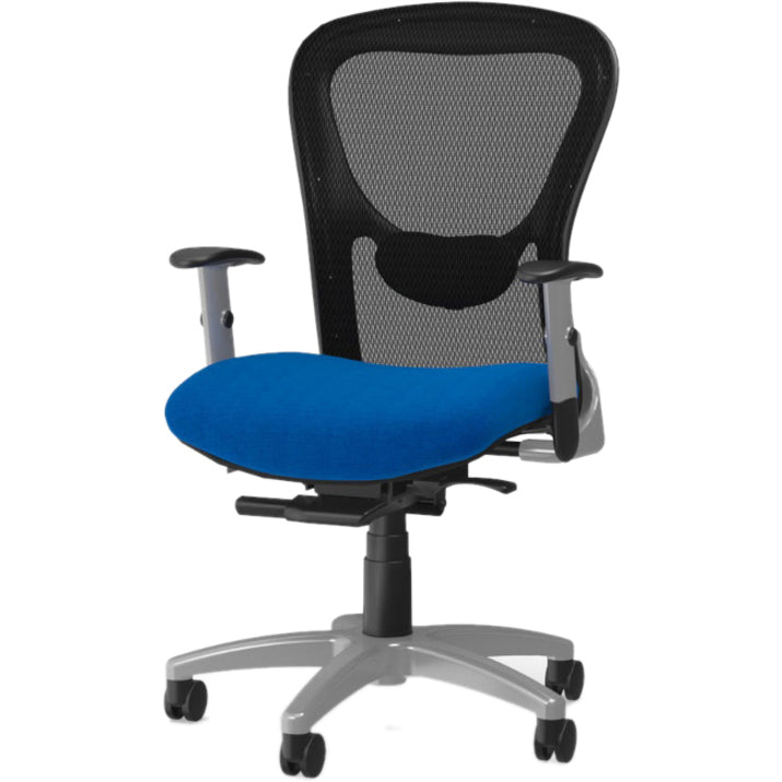 9 to 5 Seating Strata 1560 Task Chair, Mesh Mid Back, 5-Star Base, Adjustable Silver Arms, Blue, 1 Each