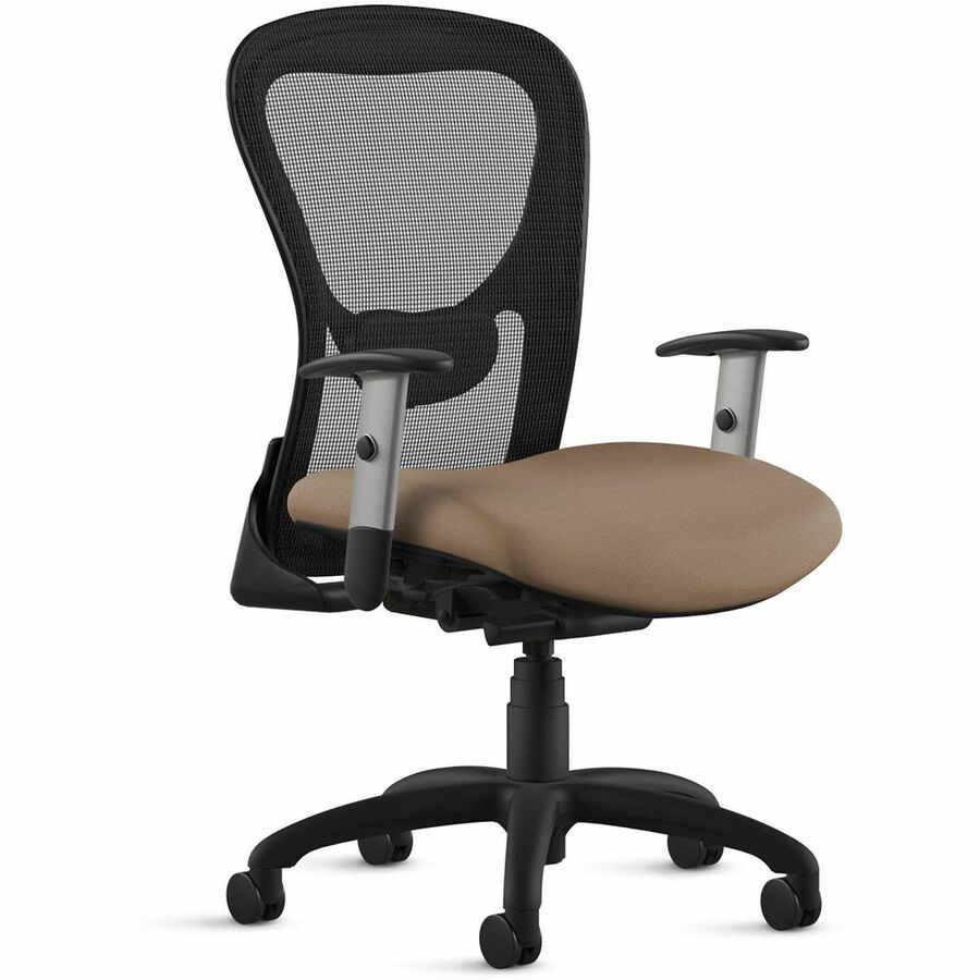 9 to 5 Seating Strata 1560 Task Chair, Mesh Mid Back, 5-Star Base, Adjustable Silver Arms, Latte, 1 Each
