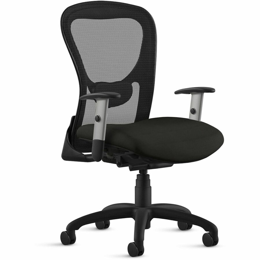 9 to 5 Seating Strata 1560 Task Chair, Mesh Mid Back, 5-Star Base, Onyx, Adjustable Silver Arms, 1 Each