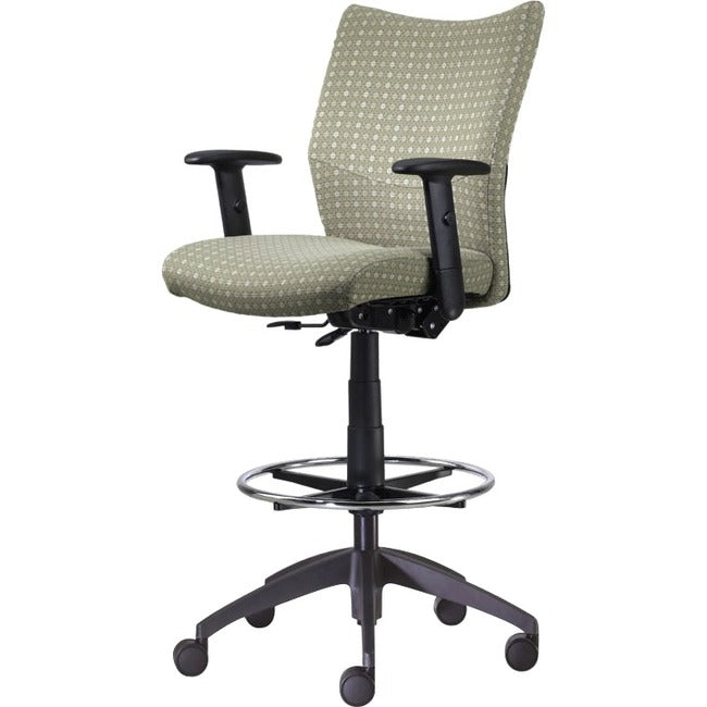 9 to 5 Seating Drafting Stool With Posture Back Control,Adjustable Height Arm - Onyx Seat Color - Foam Seat Material - Onyx Back Color - Foam Back Material - 5-star Base - 1 Each