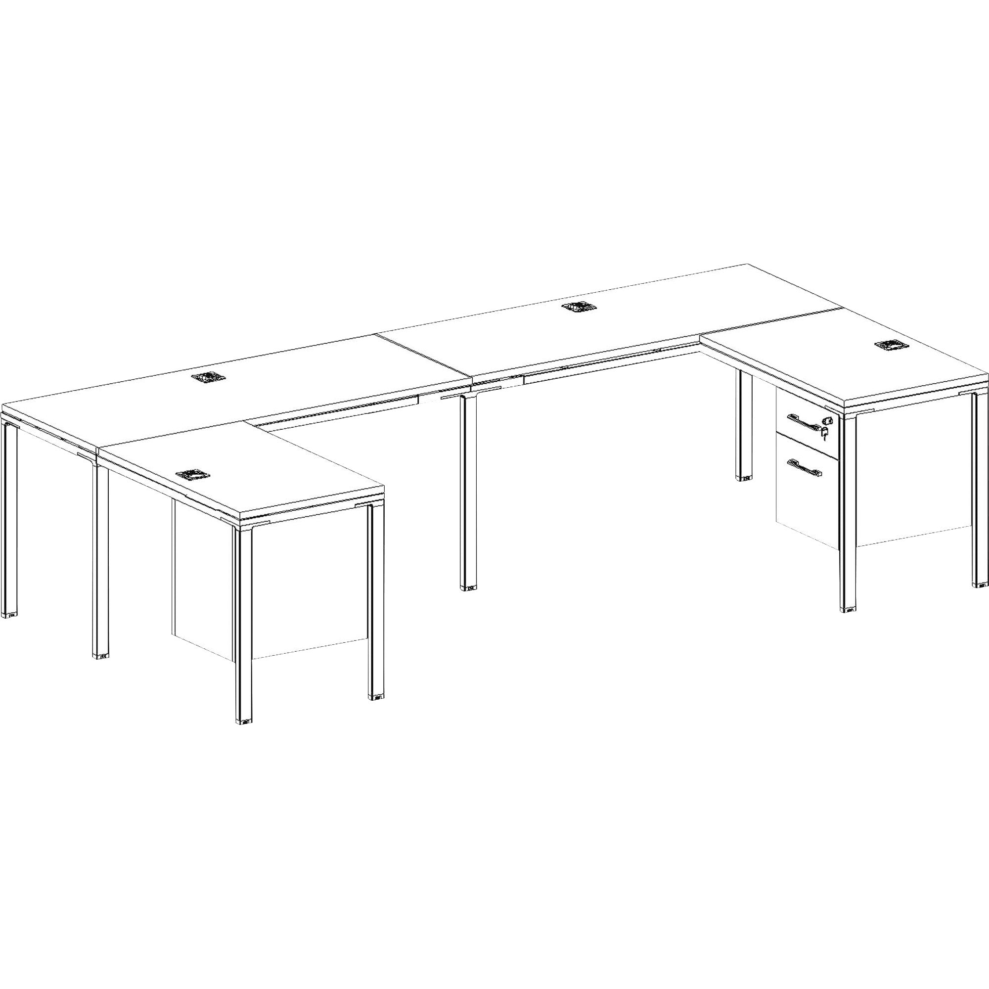Boss 2 L Shaped Desk Units with 2 Pedestals, Driftwood Finish, 29.5" H x 66" W x 24" D, 1 Each