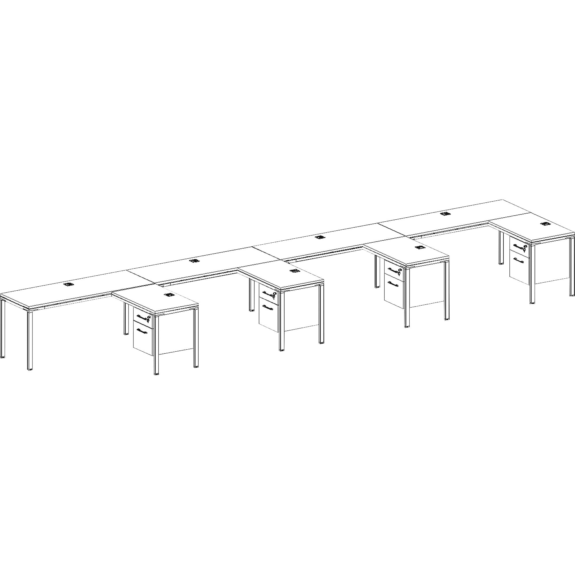 Boss 4 L-Shaped Desk Units with 4 Pedestals, Driftwood Finish, 29.5" H x 60" W x 24" D, 1 Each