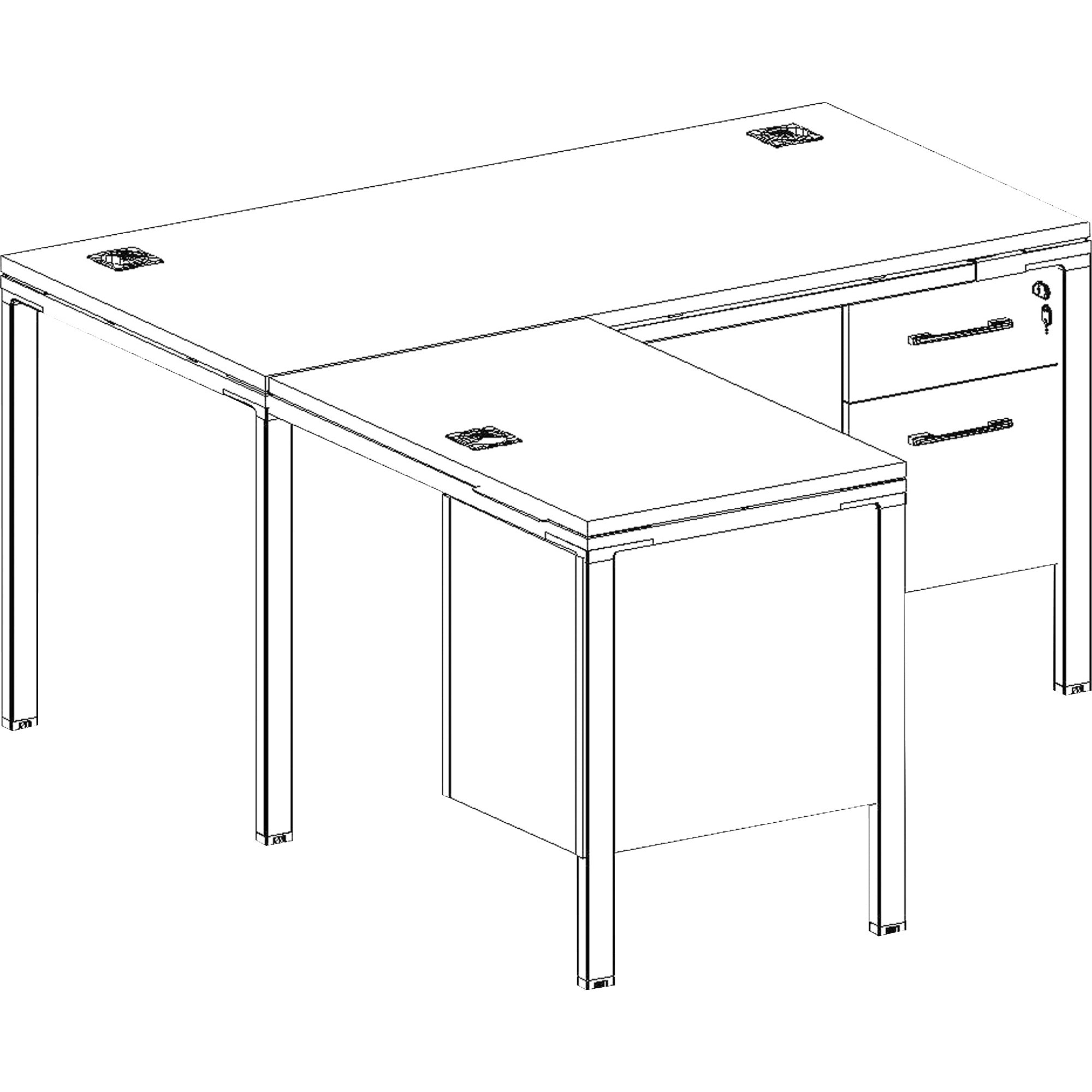 Boss L Shaped Desk Unit, 3 Grommets and 2 Pedestals - 29.5" Height x 66" Width x 30" Depth - Finish: Driftwood - 1 Each