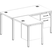 Boss L Shaped Desk Unit, 3 Grommets and 2 Pedestals - 29.5" Height x 60" Width x 30" Depth - Finish: Driftwood - 1 Each