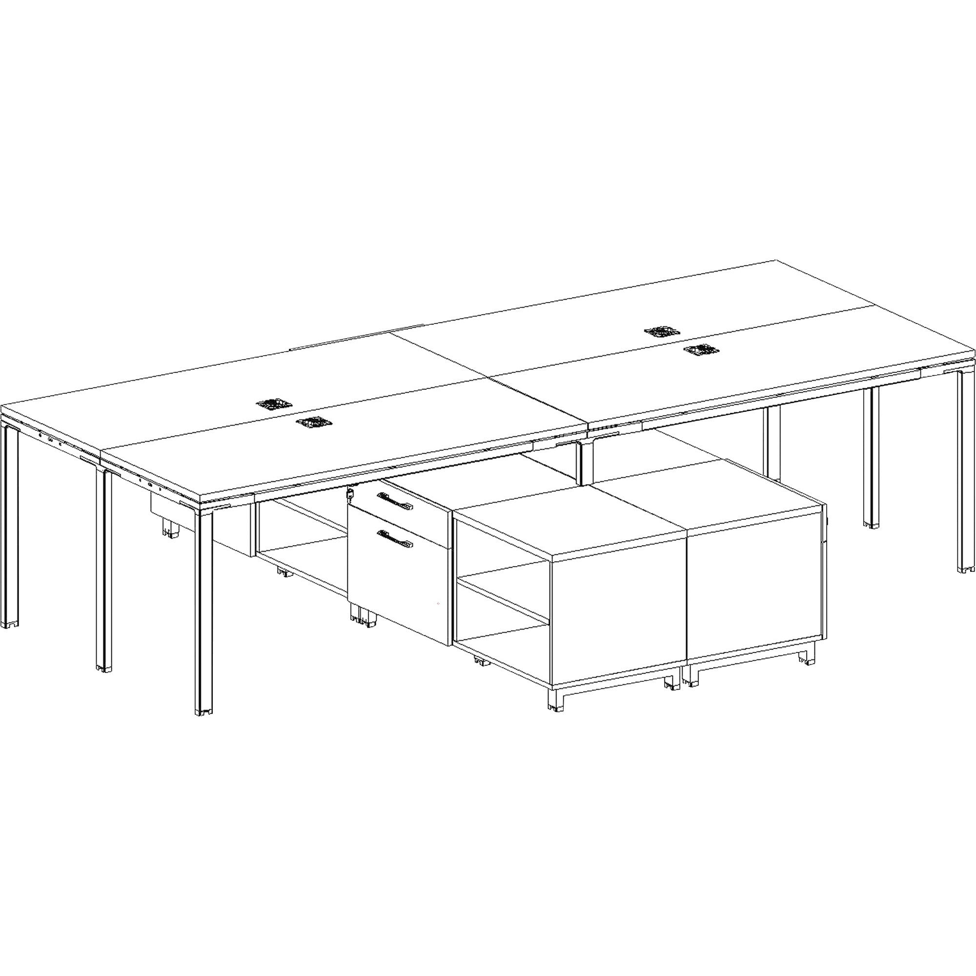 Boss 4 Desks with 4 Cabinets - 29.5" Height x 60" Width x 24" Depth - Finish: Driftwood - 1 Each