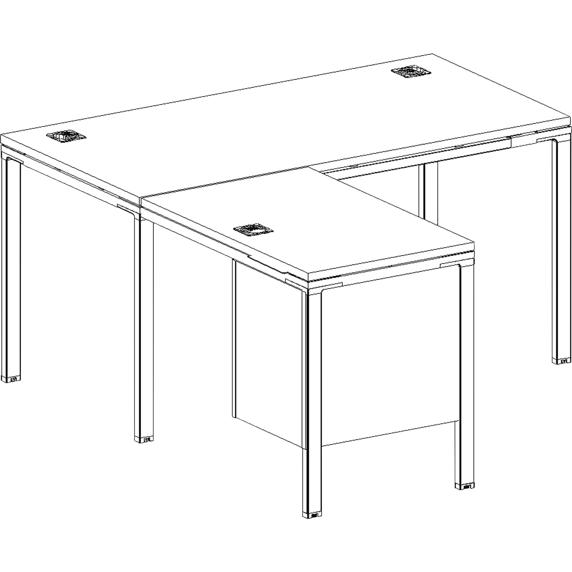 Boss L Shaped Desk Unit, 3 Grommets and 1 Pedestal - 29.5" Height x 71" Width x 30" Depth - Finish: Driftwood - 1 Each