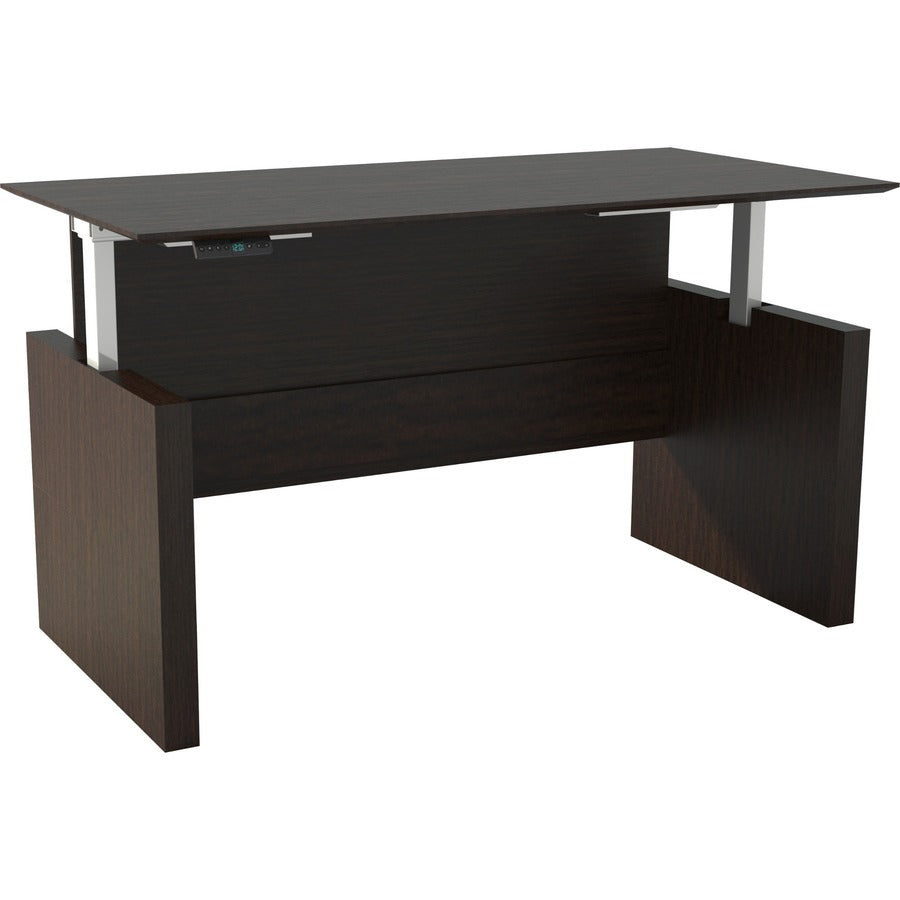 Safco Medina Height-Adjustable 72" Straight Height Adjustable Desk - 49.3" Height x 72" Width x 36" Depth, x 1" Thickness Work Surface - Beveled Edge - Material: Laminate - Finish: Mocha - 1 Each