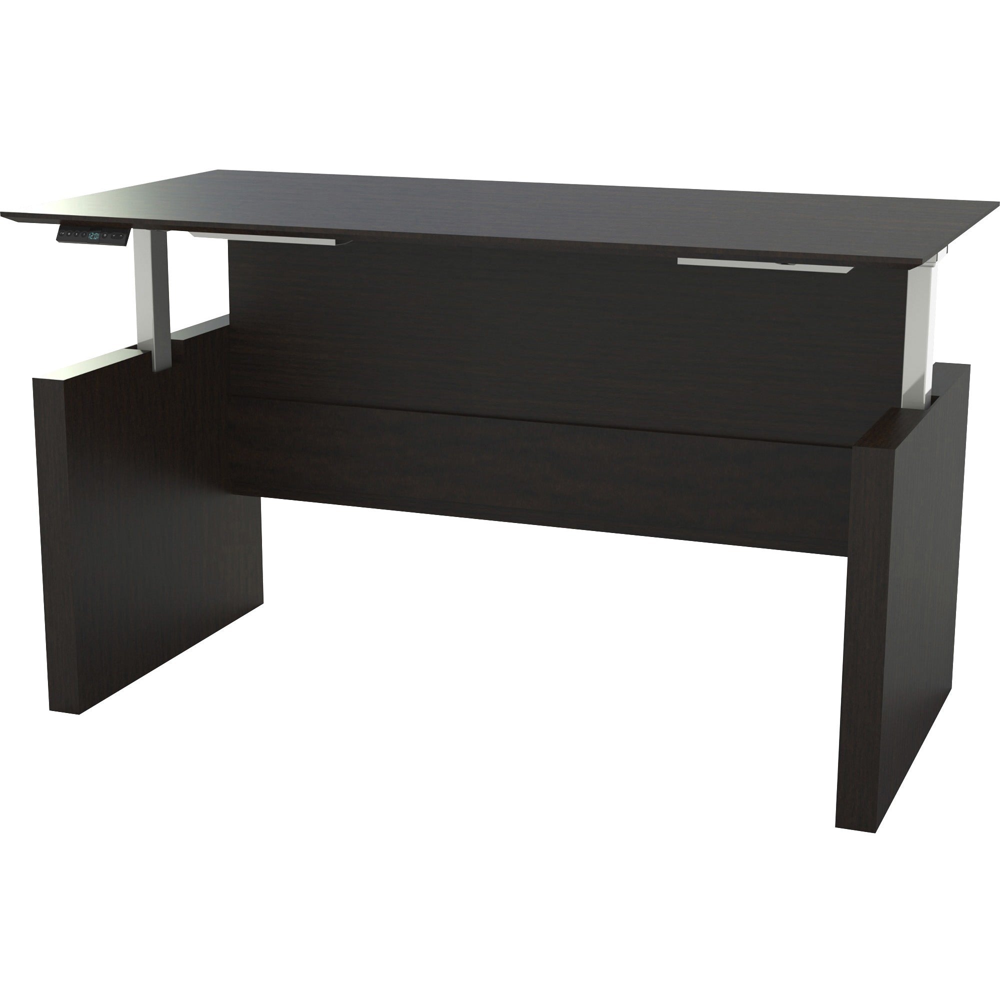 Safco Medina Height-Adjustable 72" Straight Height Adjustable Desk - 49.3" Height x 72" Width x 36" Depth, x 1" Thickness Work Surface - Beveled Edge - Material: Laminate - Finish: Mocha - 1 Each