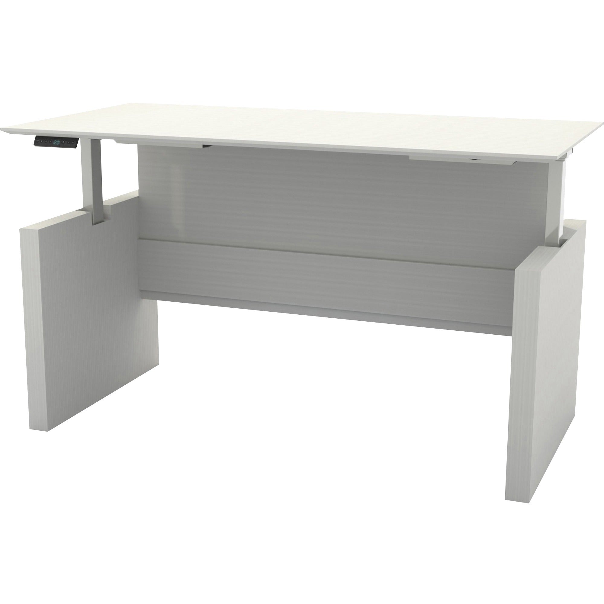 Safco Medina Height-Adjustable 72" Straight Height Adjustable Desk - 49.2" Height x 72" Width x 36" Depth, x 1" Thickness Work Surface - Beveled Edge - Material: Laminate - Finish: Textured Sea Salt - 1 Each