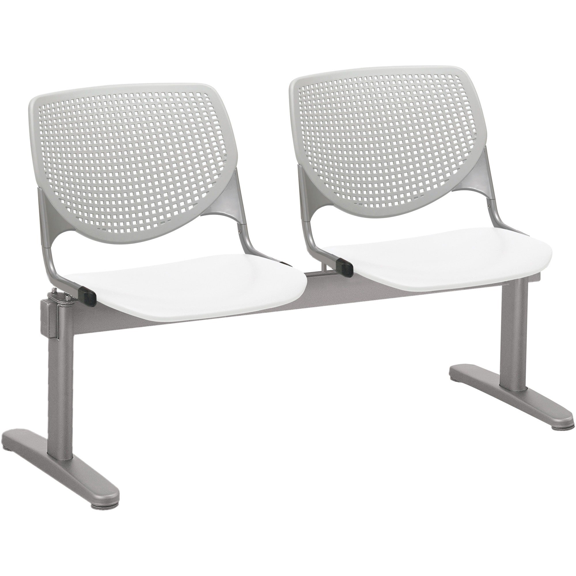 KFI Kool 2 Seat Beam Chair - White Seat Color - Polypropylene Seat Material - Light Gray Back Color - Polypropylene, Aluminum Alloy Back Material - Powder Coated Silver Frame Color - Tubular Steel Frame Material - 1 Each