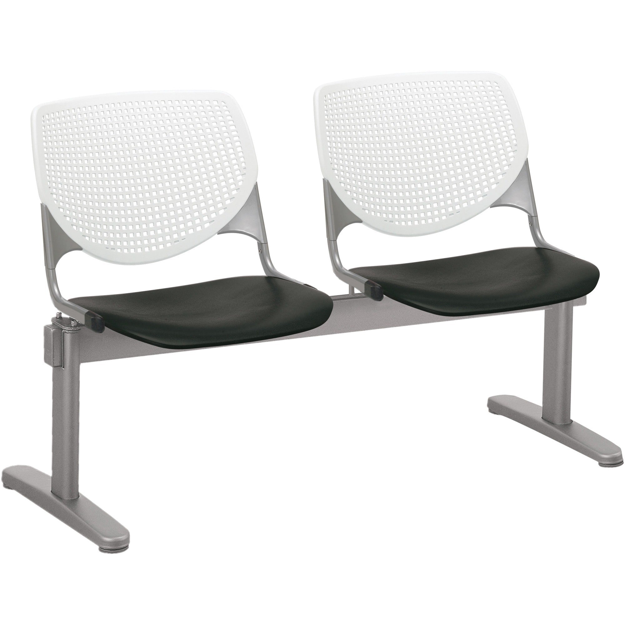 KFI Kool 2 Seat Beam Chair - Black Seat Color - Polypropylene Seat Material - White Back Color - Polypropylene, Aluminum Alloy Back Material - Powder Coated Silver Frame Color - Tubular Steel Frame Material - 1 Each